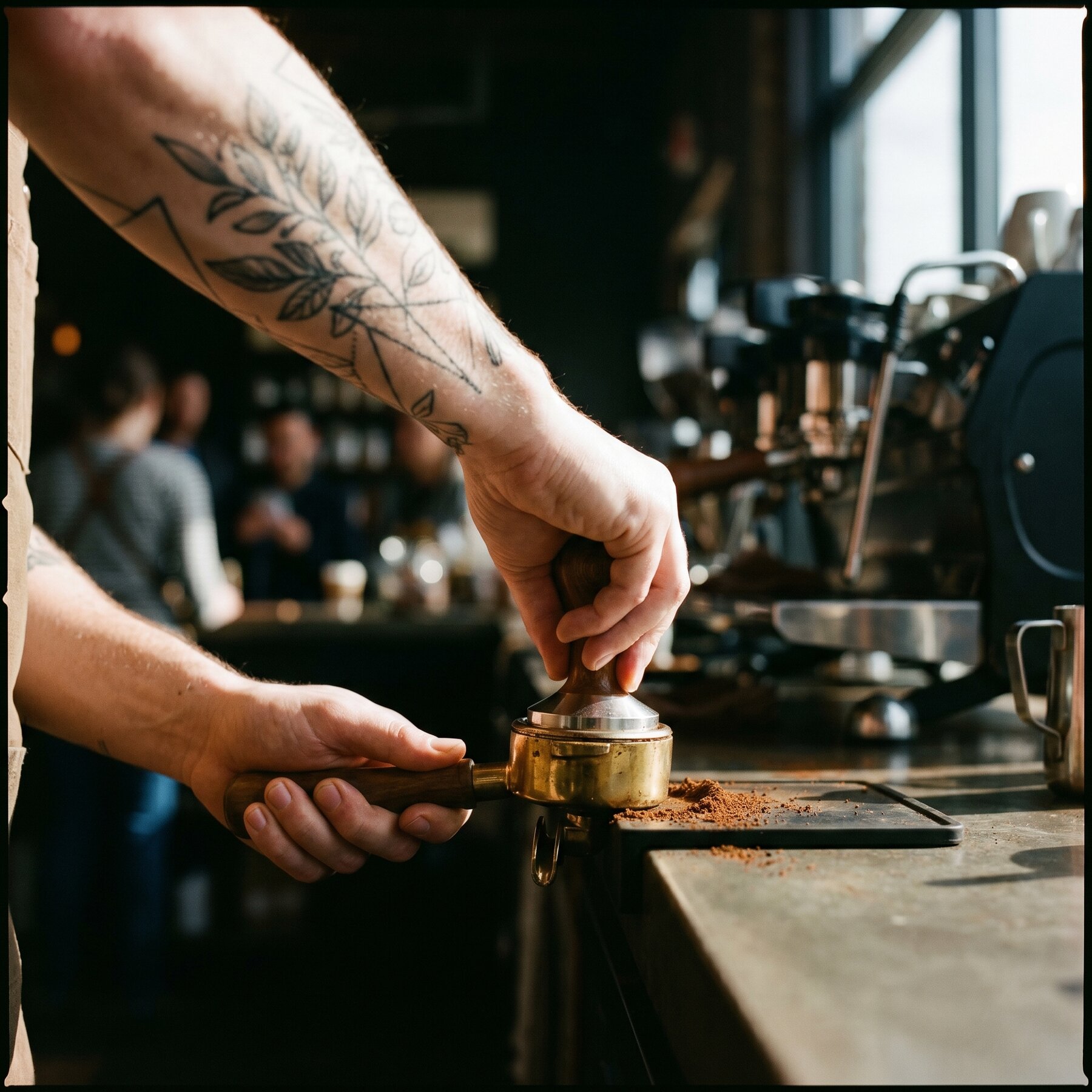 Barista preparing espresso
