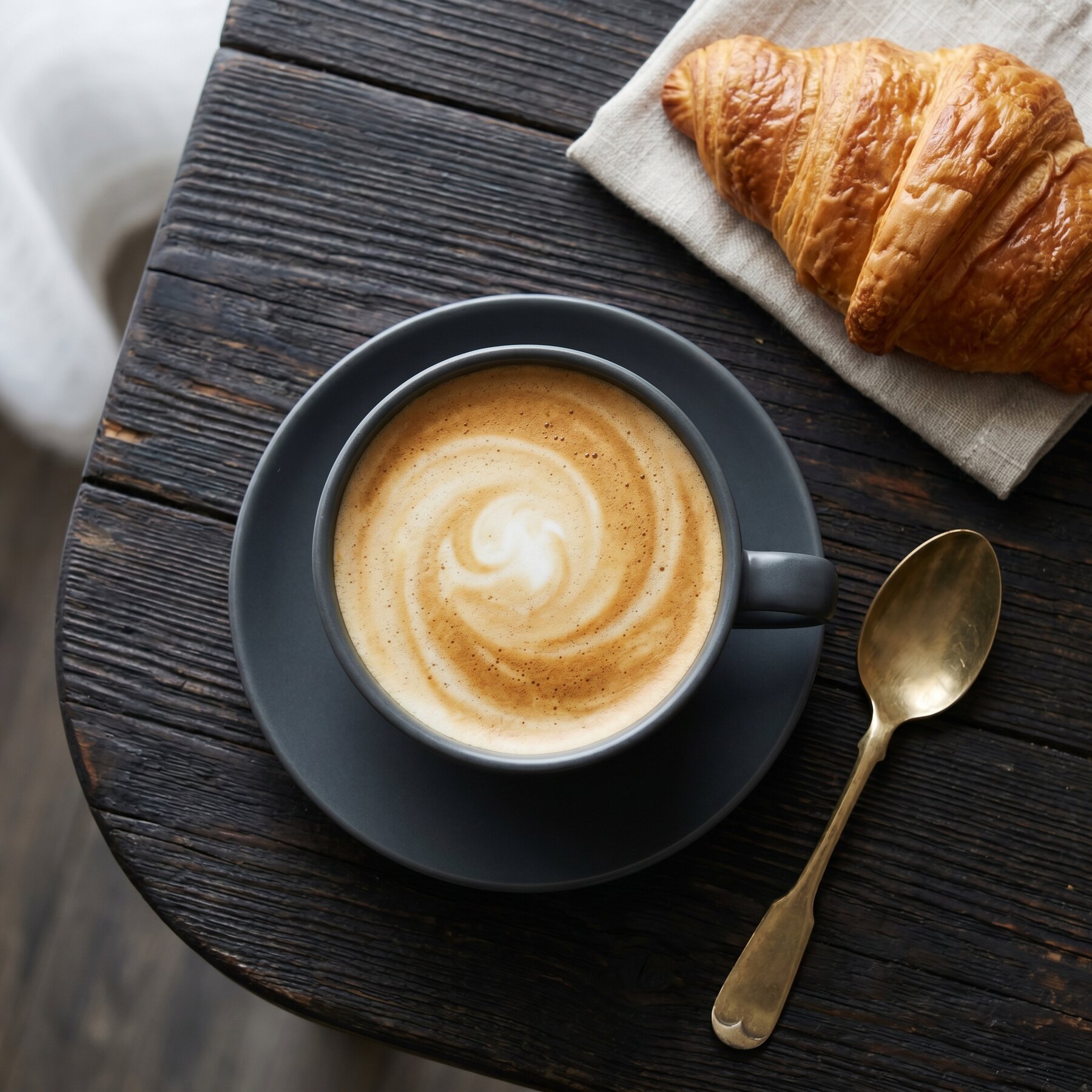 Coffee and pastry from above