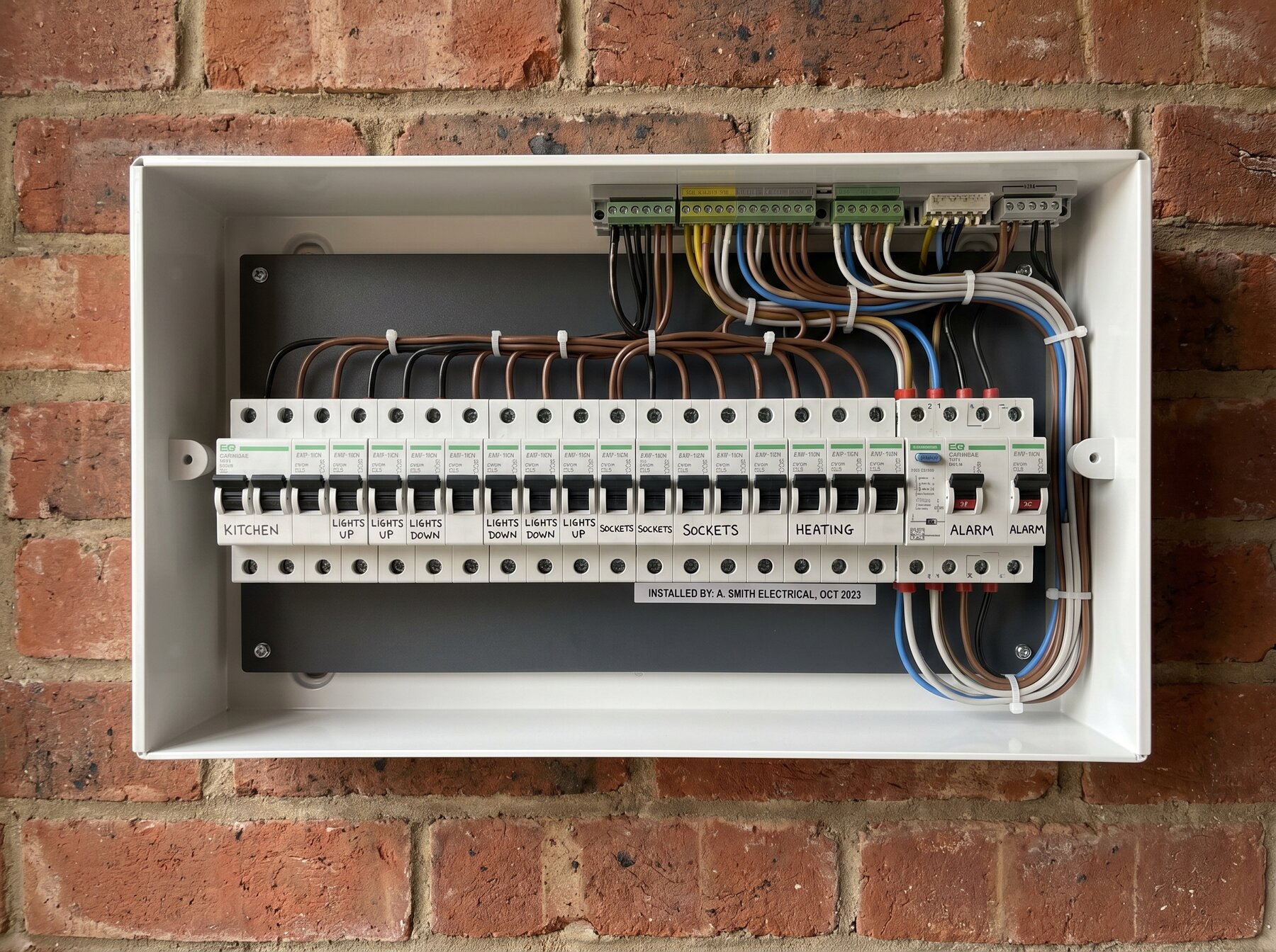 Neat consumer unit installation